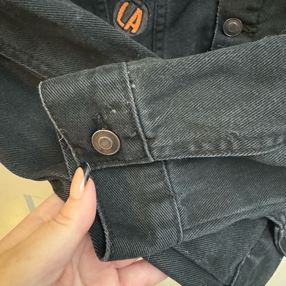Distressed Patchwork Denim Jacket Unisex Streetwear Vintage Retro Moto Biker - Picture 7 of 15